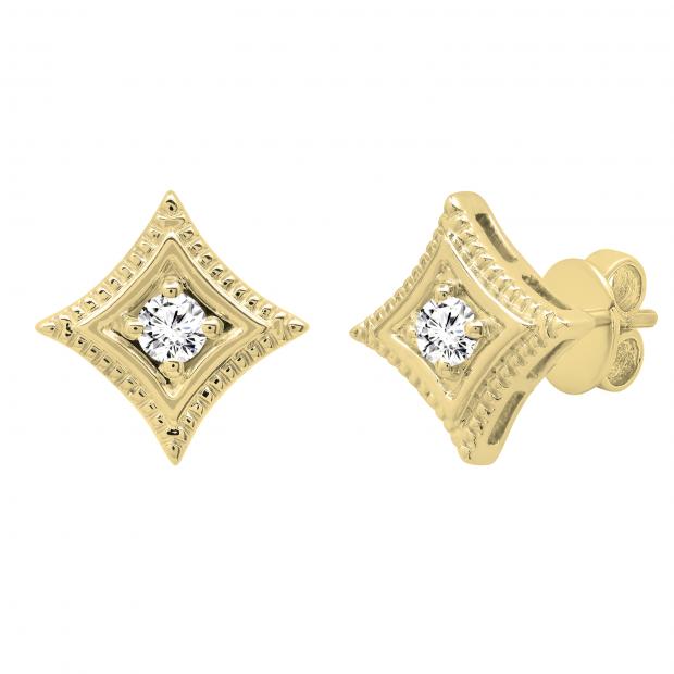 0.25 Carat (ctw) Round Diamond Ladies Solitaire Kite Shape Stud Earrings 1/4 CT 14K Yellow Gold