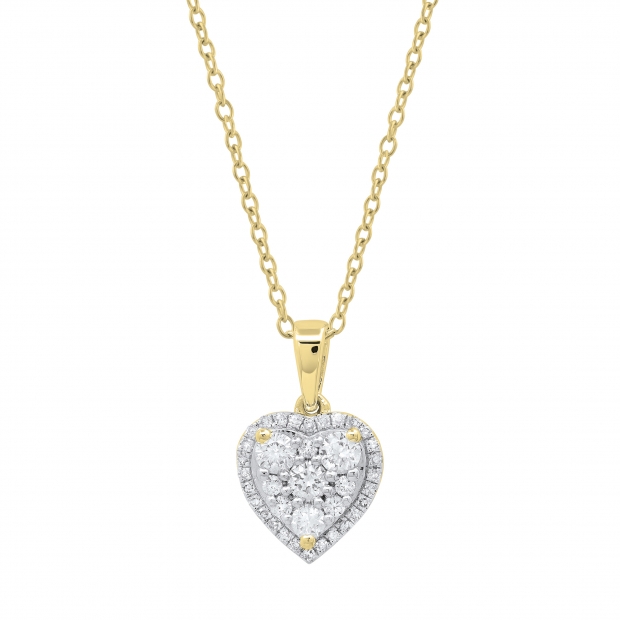 0.55 Carat (ctw) Round White Diamond Ladies Heart Shape Cluster Love Pendant 14K Yellow Gold