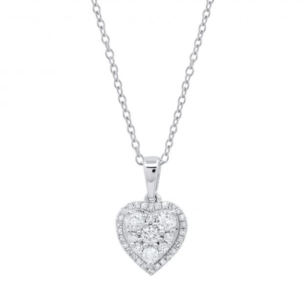 0.55 Carat (ctw) Round White Diamond Ladies Heart Shape Cluster Love Pendant Sterling Silver
