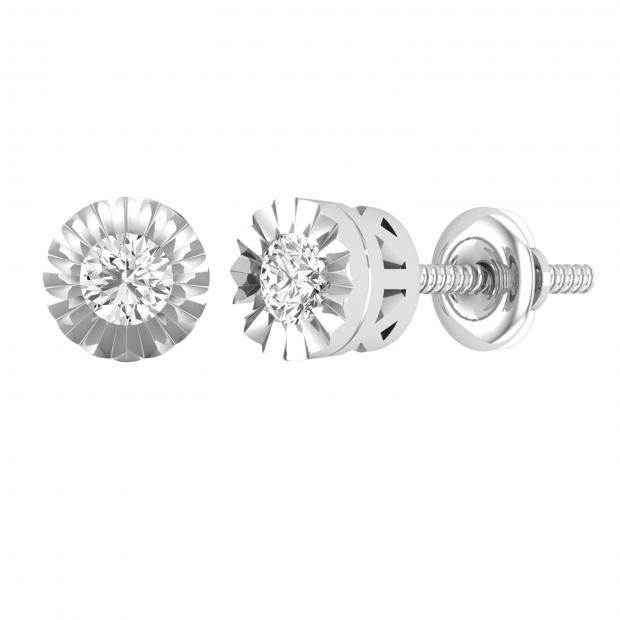 0.25 Carat (ctw) Round White Diamond Ladies Miracle Solitaire Stud Earrings 1/4 CT Sterling Silver