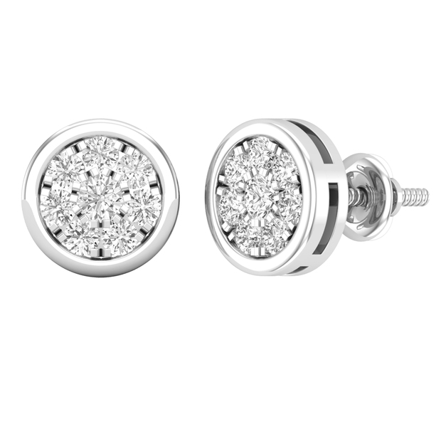 0.45 Carat (ctw) Round White Diamond Ladies Flower Cluster Stud Earrings 1/2 CT Sterling Silver