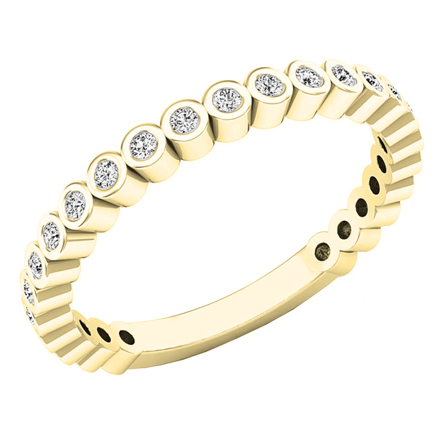 0.22 Carat (ctw) Round White Diamond Ladies Anniversary Wedding Stackable Band 14K Yellow Gold