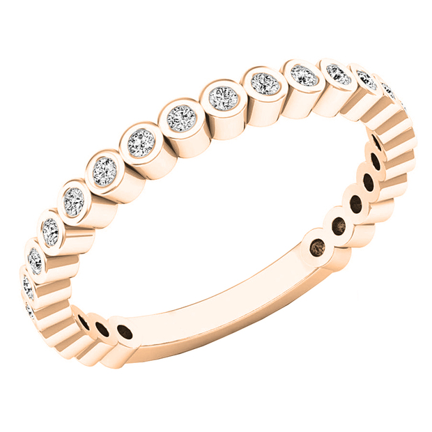 0.22 Carat (ctw) Round White Diamond Ladies Anniversary Wedding Stackable Band 18K Rose Gold