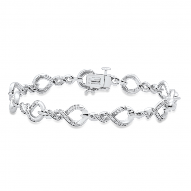 0.25 Carat (ctw) Round White Diamond Ladies Infinity Tennis Bracelet 1/4 CT Sterling Silver