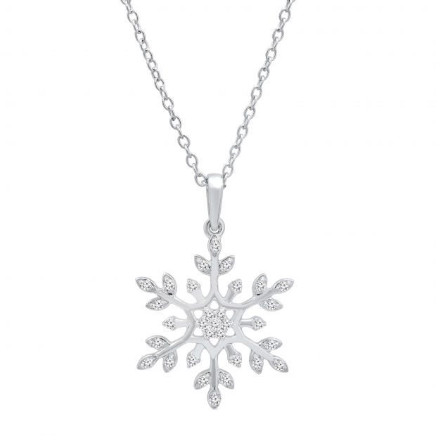 0.22 Carat (ctw) Round White Diamond Ladies Snowflake Pendant 1/4 CT Sterling Silver