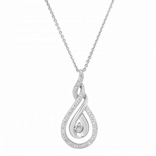 0.25 Carat (ctw) Round White Diamond Ladies Swirl Drop Pendant 1/4 CT Sterling Silver