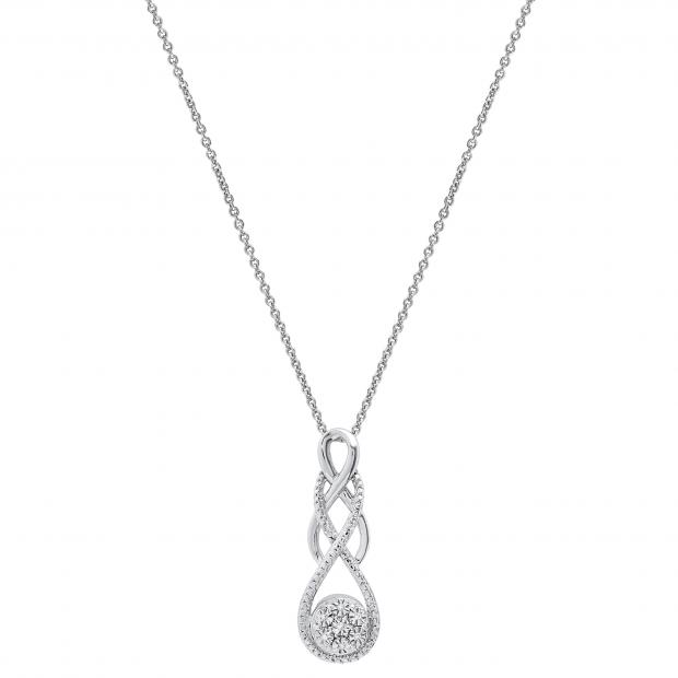 Round White Diamond Infinity Swirl Cluster Pendant for Women (0.004 ctw, Color I-J, Clarity I2-I3) in 925 Sterling Silver