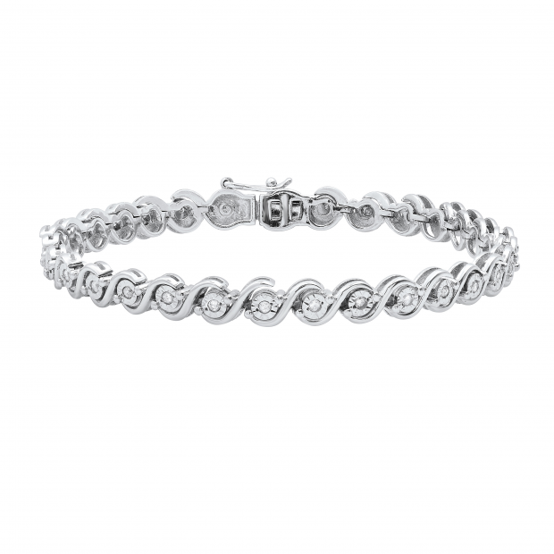 0.50 Carat (ctw) Round White Diamond Ladies Illusion Swirl Tennis Bracelet 1/2 CT Sterling Silver