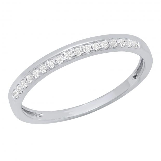 0.11 Carat (ctw) Round White Diamond Ladies Bridal Wedding Anniversary Band Sterling Silver