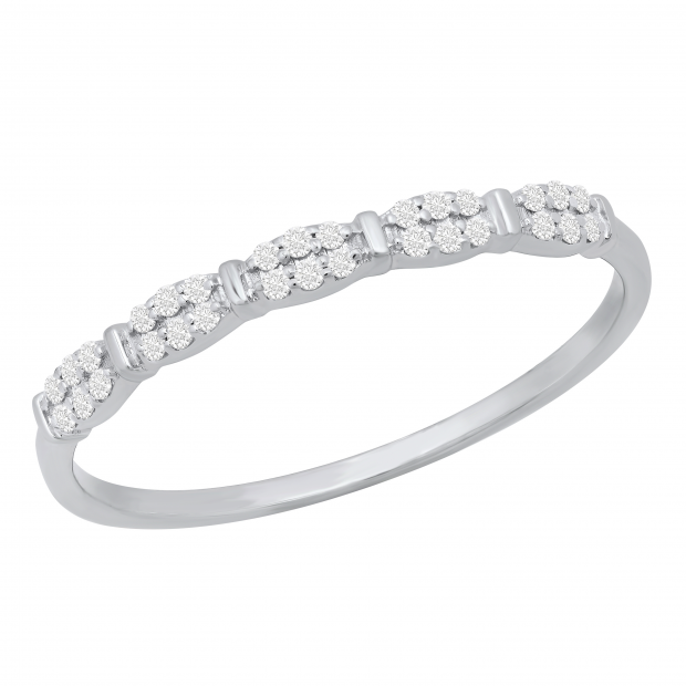 0.10 Carat (ctw) Round White Diamond Ladies Bridal Wedding Stackable Band 1/10 CT 10K White Gold