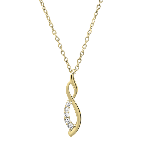 0.08 Carat (ctw) Round White Diamond Ladies Flame Shape Pendant 14K Yellow Gold