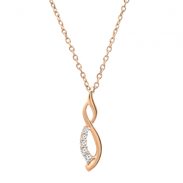 0.08 Carat (ctw) Round White Diamond Ladies Flame Shape Pendant 18K Rose Gold