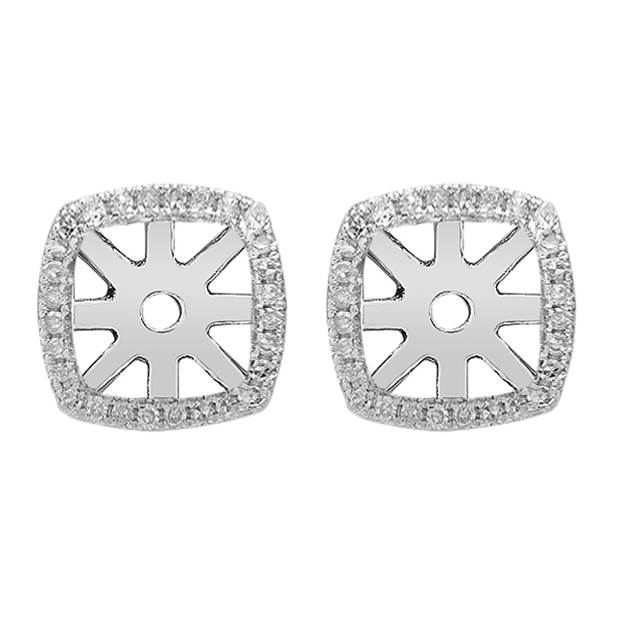 0.45 Carat (ctw) Round White Diamond Removable Jackets For Stud Earrings 1/2 CT 10K White Gold