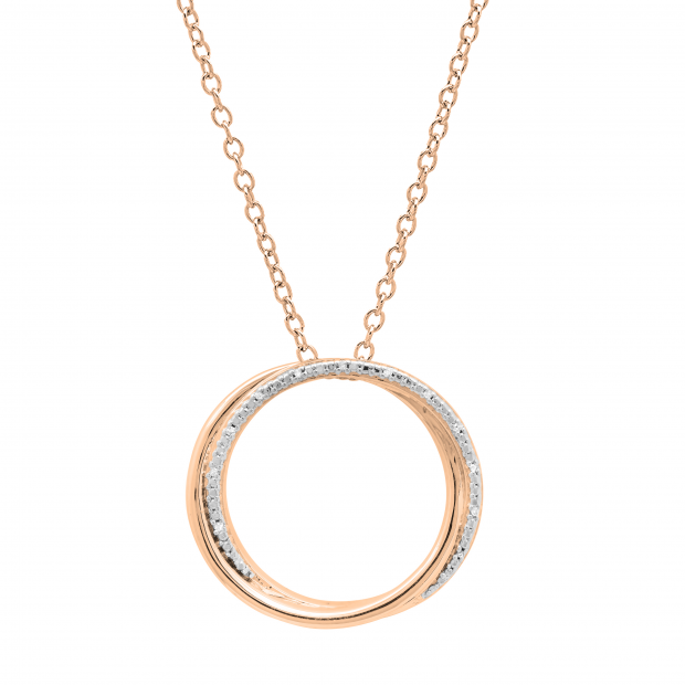 0.02 Carat (ctw) Round White Diamond Ladies Circle Pendant (Gold Chain Included) 18K Rose Gold