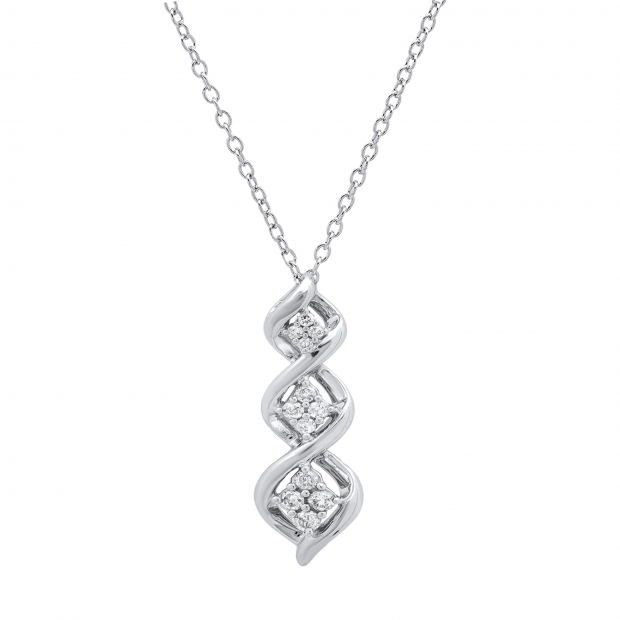 0.25 Carat (ctw) Round White Diamond Ladies Twist Pendant 1/4 CT 10K White Gold
