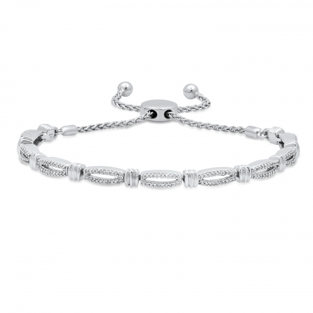 0.50 Carat (ctw) Round White Diamond Ladies Double Row Link Bracelet 1/2 CT Sterling Silver