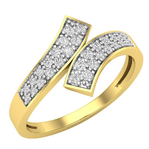 0.22 Carat (ctw) Round White Diamond Ladies Bypass Engagement Ring 1/4 CT 14K Yellow Gold