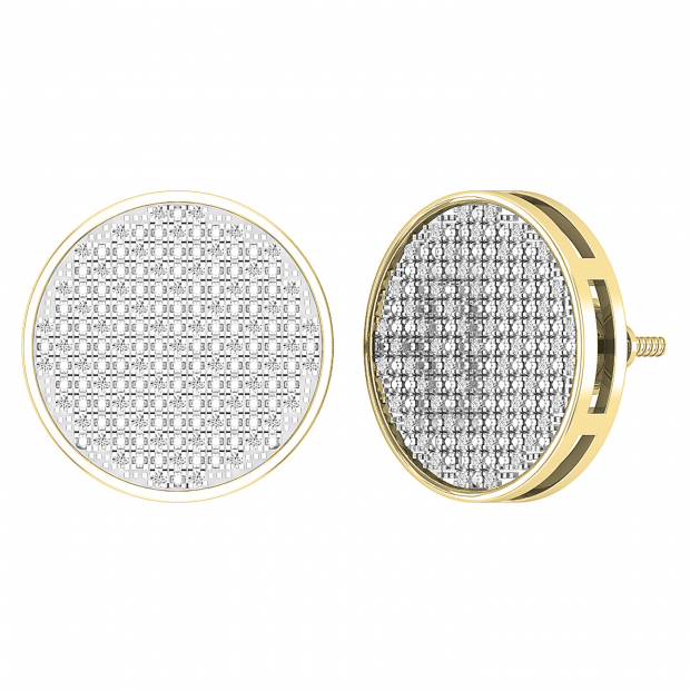 0.25 Carat (ctw) Round White Diamond Mens Hip Hop Iced Stud Earrings 1/4 CT 10K Yellow Gold