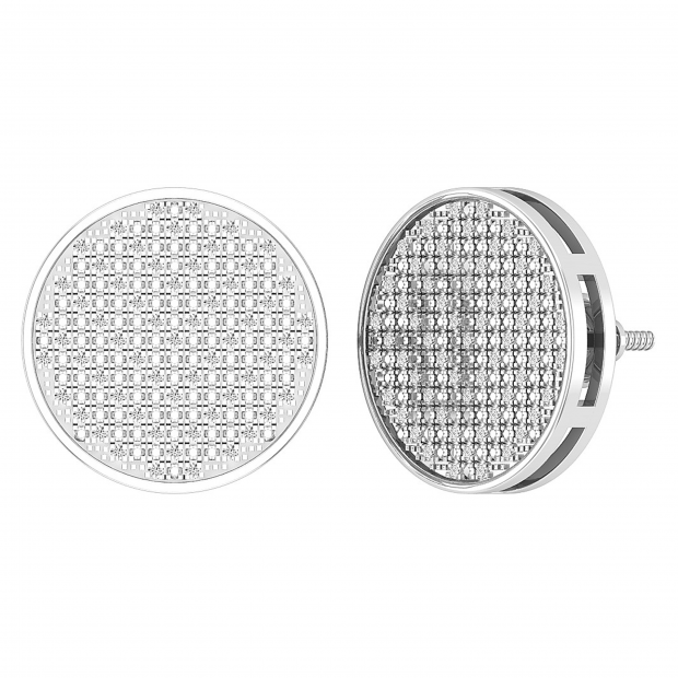 0.25 Carat (ctw) Round White Diamond Mens Hip Hop Iced Stud Earrings 1/4 CT Sterling Silver