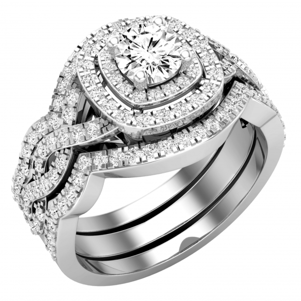 1.25 Carat (ctw) DGLA Certified Round Diamond Bridal Engagement Ring Set 1 1/4 CT 14K White Gold