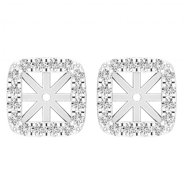 0.40 Carat (ctw) Round White Diamond Removable Jackets For Stud Earrings 14K White Gold