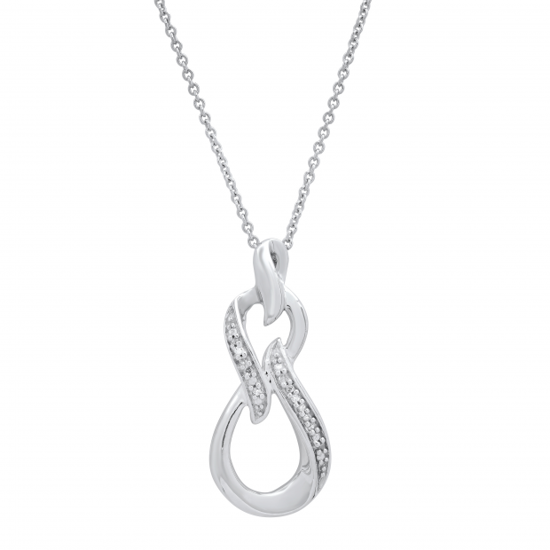 0.10 Carat (ctw) Round White Diamond Ladies Swirl Infinity Pendant 1/10 CT Sterling Silver