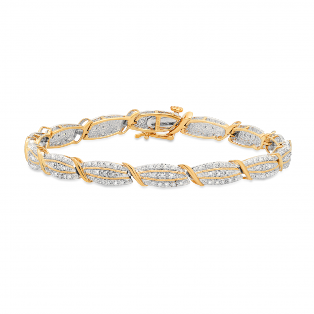 0.50 Carat (ctw) Round Diamond Ladies Swirl Rope Bracelet 1/2 CT Yellow Gold Plated Sterling Silver