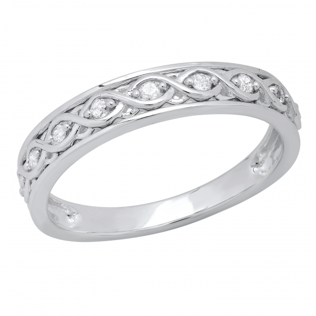 0.12 Carat (ctw) Round White Diamond Ladies Infinity Engagement Wedding Ring Sterling Silver
