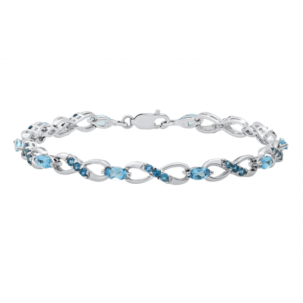 6X3 mm Marquise & Round Blue Topaz Ladies Infinity Bracelet Sterling Silver