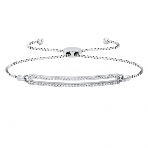 0.50 Carat (ctw) Round White Diamond Ladies Double Row Bracelet 1/2 CT Sterling Silver