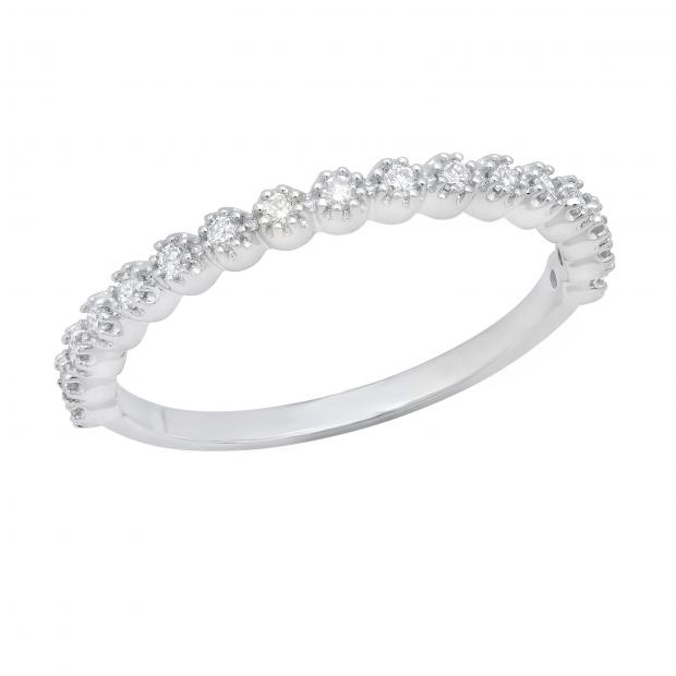 0.20 Carat (ctw) Round White Diamond Ladies Anniversary Wedding Stackable Band 1/5 CT Sterling Silver