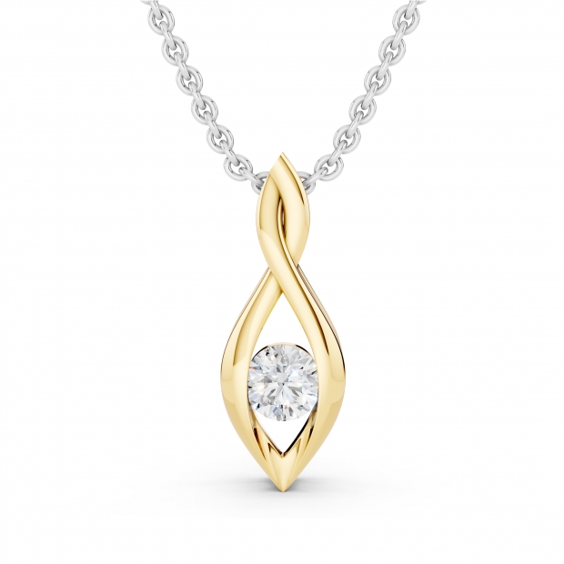 0.24 Carat (ctw) Round White Diamond Ladies Solitaire Infinity Twist Pendant 1/4 CT, 18K Yellow Gold