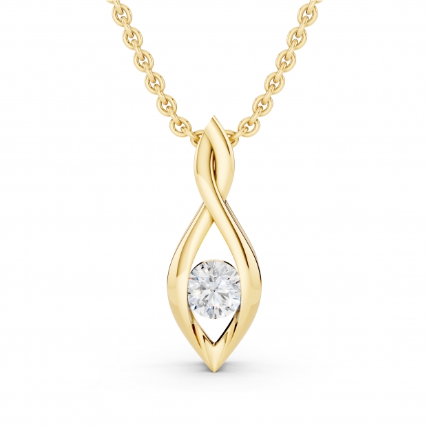 0.24 Carat (ctw) Round White Diamond Ladies Solitaire Infinity Twist Pendant 1/4 CT, 10K Yellow Gold