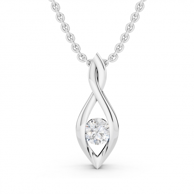 0.24 Carat (ctw) Round White Diamond Ladies Solitaire Infinity Twist Pendant 1/4 CT, Sterling Silver