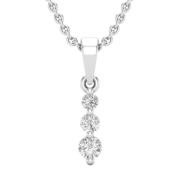 0.22 Carat (ctw) Round White Diamond Ladies 3 Stone Graduating Pendant 1/4 CT, Sterling Silver