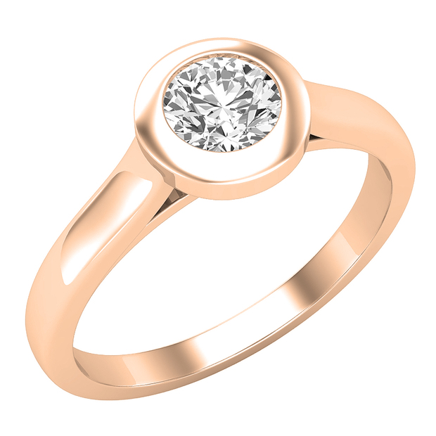0.50 Carat (ctw) Round White Diamond Ladies Solitaire Engagement Ring 1/2 CT 18K Rose Gold
