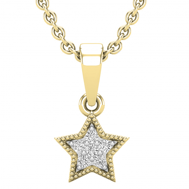 0.06 Carat (ctw) Round White Diamond Ladies Star Pendant 10K Yellow Gold