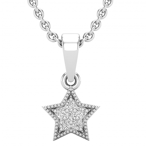 0.06 Carat (ctw) Round White Diamond Ladies Star Pendant Sterling Silver