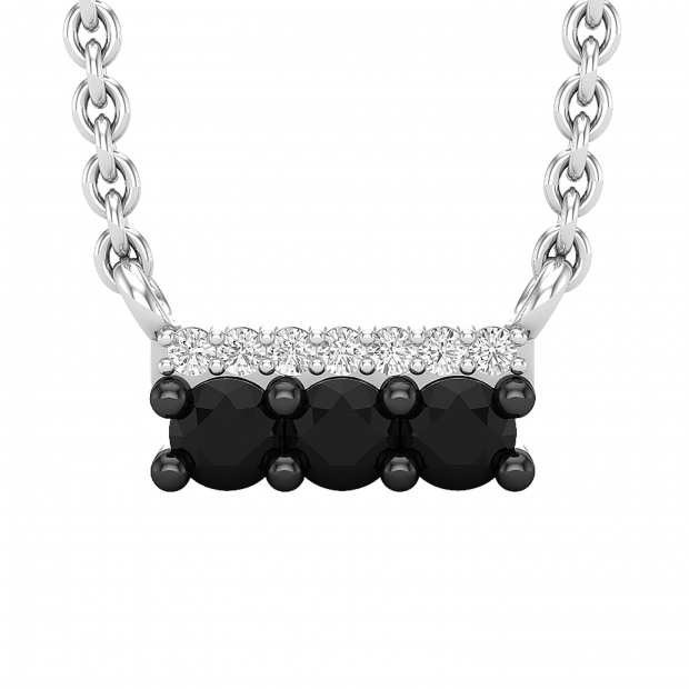 0.30 Carat (ctw) Round Black & White Diamond Ladies Bar Style Pendant 1/3 CT, Sterling Silver