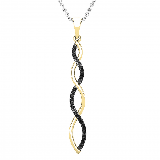 0.20 Carat (ctw) Round Black Diamond Ladies Swirl Infinity Pendant 1/5 CT, 10K Yellow Gold