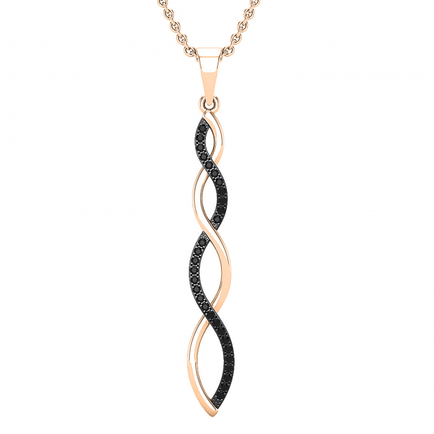 0.20 Carat (ctw) Round Black Diamond Ladies Swirl Infinity Pendant 1/5 CT, 10K Rose Gold