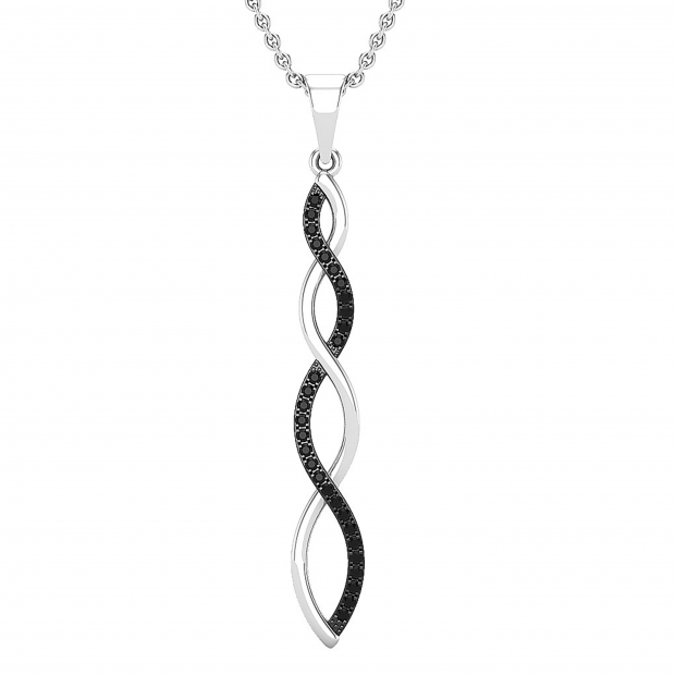 0.20 Carat (ctw) Round Black Diamond Ladies Swirl Infinity Pendant 1/5 CT, Sterling Silver