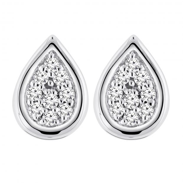0.10 Carat (ctw) Round Diamond Ladies Pear Shape Teardrop Stud Earrings 1/10 CT 10K White Gold