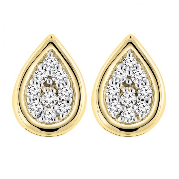 0.10 Carat (ctw) Round Diamond Ladies Pear Shape Teardrop Stud Earrings 1/10 CT 10K Yellow Gold