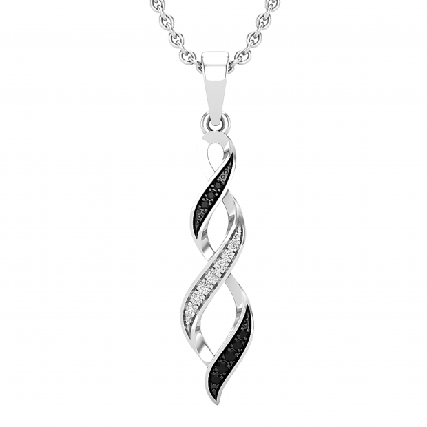 0.08 Carat (ctw) Round Black & White Diamond Ladies Swirl Infinity Pendant Sterling Silver