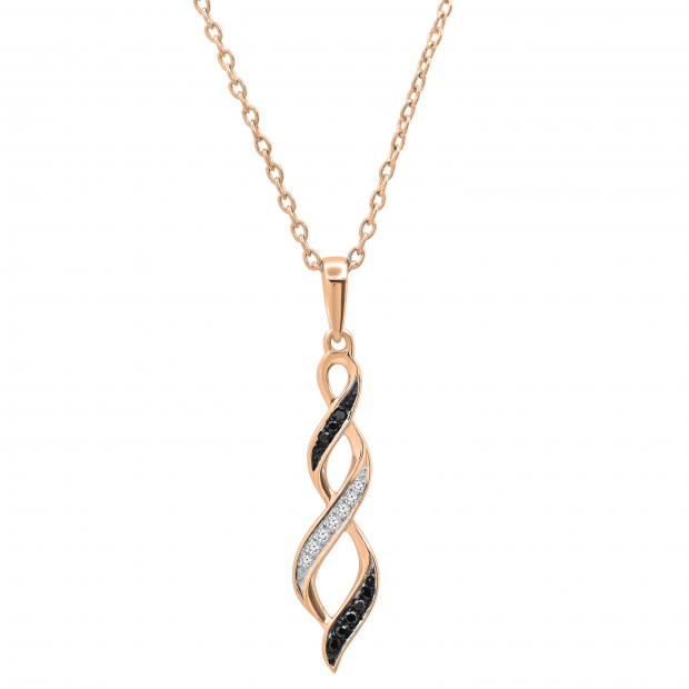 0.08 Carat (ctw) Round Black & White Diamond Ladies Swirl Infinity Pendant 10K Rose Gold