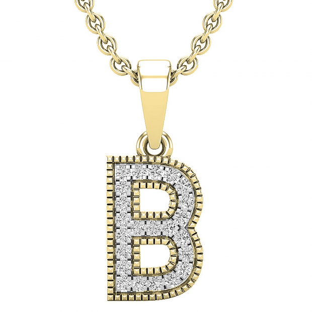 0.10 Carat (ctw) Round White Diamond Fancy Letter 