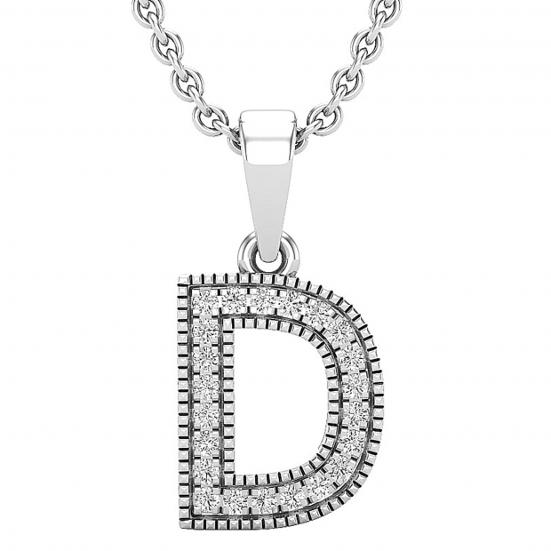 0.10 Carat (ctw) Round White Diamond Fancy Letter 
