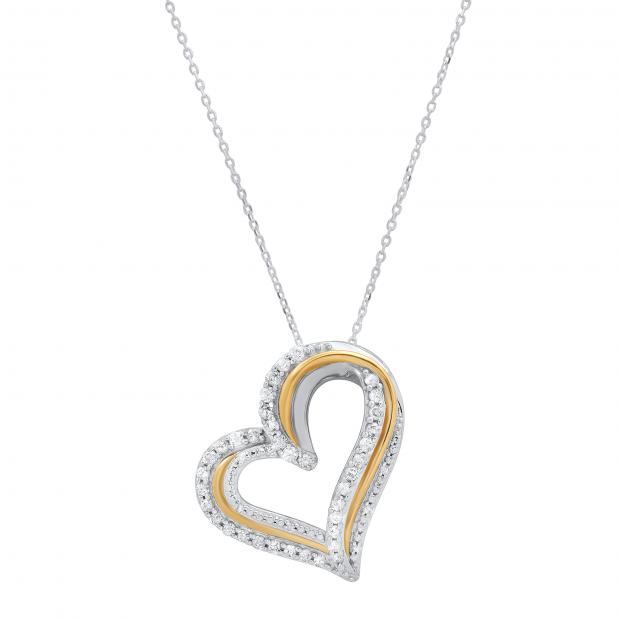 0.50 Carat (ctw) Round Diamond Pendant 1/2 CT White & Yellow Gold Plated Two Tone Sterling Silver