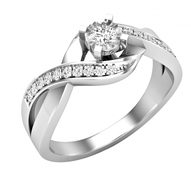 0.20 Carat (ctw) Round Diamond Solitaire Twist Promise Bridal Ring 1/5 CT 925 Sterling Silver